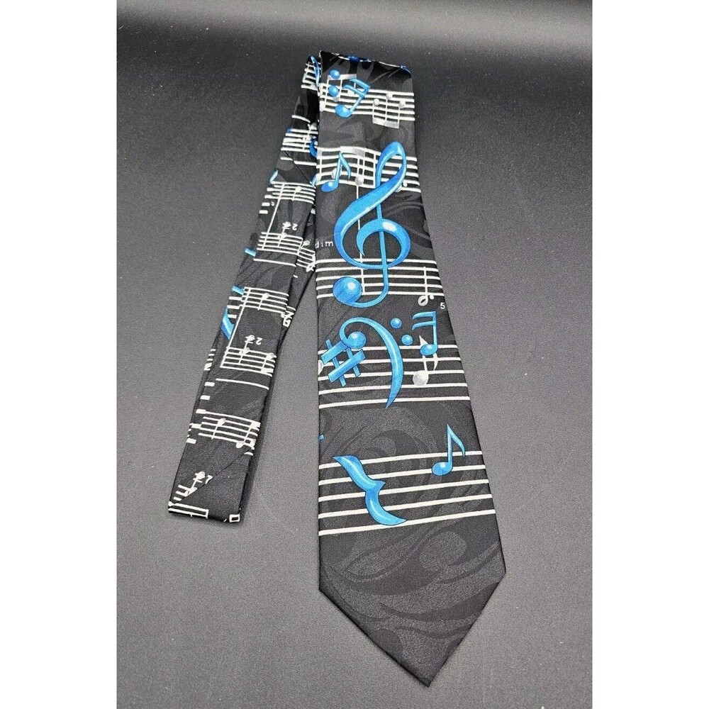 Steven Harris Musical Note Men's Necktie Tie Music Blue White Band Teacher